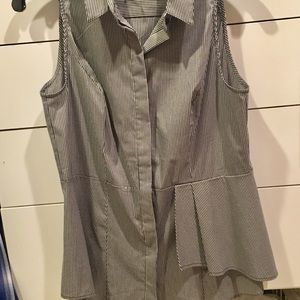 White House Black Market Striped Sleeveless Blouse - Black and White